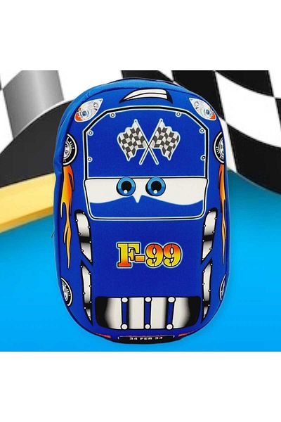 Tezzgelsin Rucsac zilnic pentru grădiniță F66 Cars Blue Race Car Eva Print 3-6 ani Geantă de școală