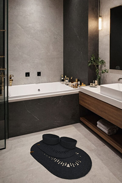 F&A COLLECTION الجوت، الخوص، مجموعة سجادة الحمام، مجموعة سلة الحمام، مجموعة الممسحة