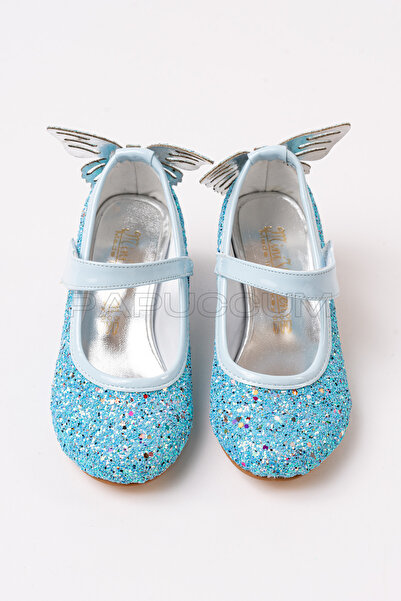 p papuccum ortopedi çocuk ayakkabıları Pantofi de seară cu toc pentru fete cu model fluture albastru