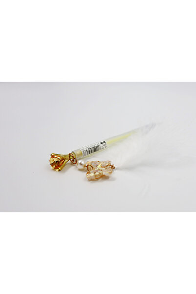 enyareshome Sarı Tüylü Taşlı 0.7 Uçlu Kalem