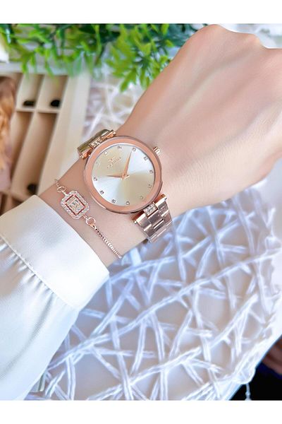 FERRO Rose/Gold Color Non-Tarnish Color-Toss 3 Atm Special Design Women's Wristwatch EFL21297C