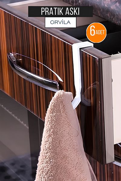 Orvila 6-частична закачалка, многофункционална, практична, за баня, кухненска кърпа, органайзер за задна врата