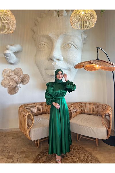 By Atelier Βραδινό φόρεμα Cindy Emerald Green Hijab