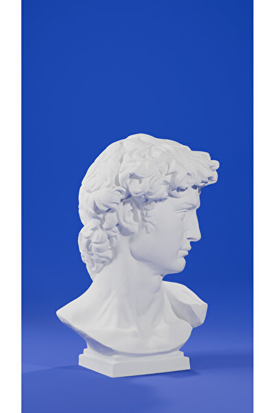 Cuboid 3D Küçük Boy 10 Cm Dekoratif David Heykel Figür Büst Beyaz Renk Küçük Boy 10 Cm