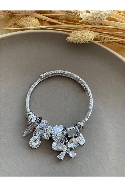 Pelin Aksesuar Stoned Butterfly Charm Bracelet