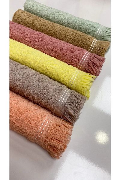 by ballı biocotton Biocotton Tasseled Jacquard Kitchen/Bathroom Hand Towel Set of 6 100% Cotton 30x50 Size