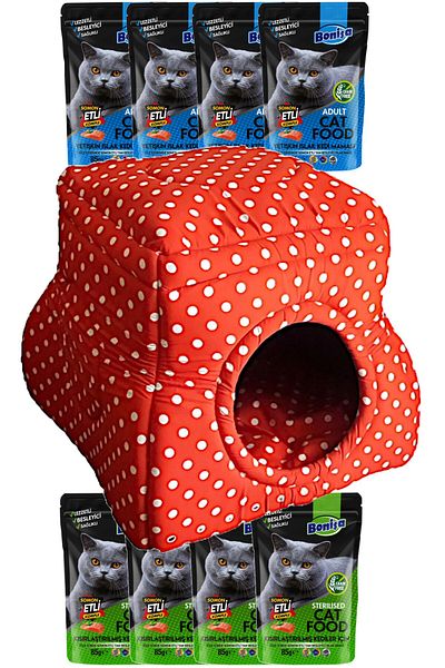 AMORE Polka Dot Cat Dog Bed - Three Functions, 8X85Gr Punch Reward Food