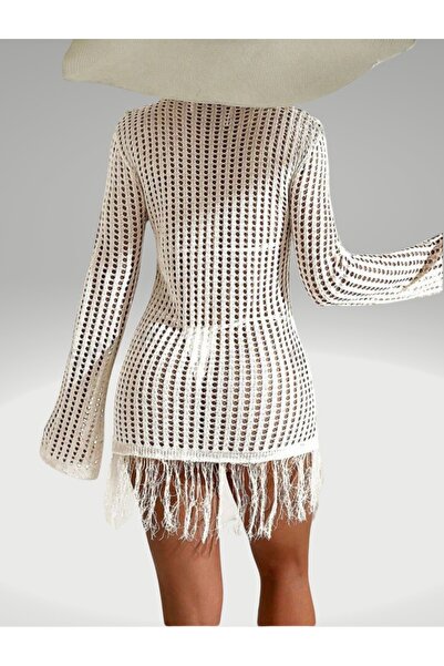 Bracha Rochie de plajă cu modele ajurate și cu ciucuri