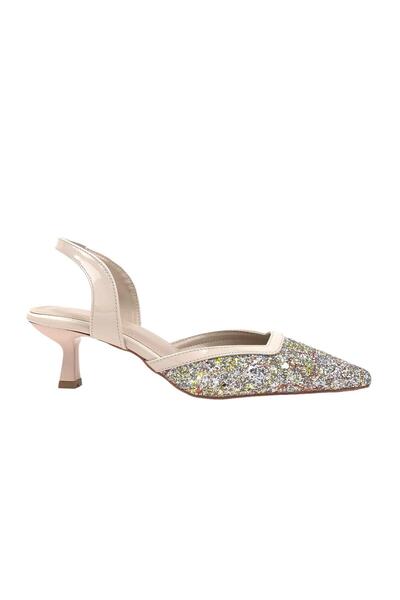 bescobel Pantofi de damă Orhed, bej, cu toc migdale, cu detalii de piatră, 5 CM 2508