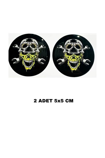 Phoenix 5X5 cm 2 Pieces Skull Drop Sticker