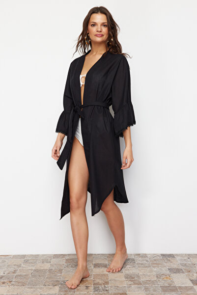 Trendyol Collection Black Belted Mini Woven Kimono&Kaftan TBESS24KM00040