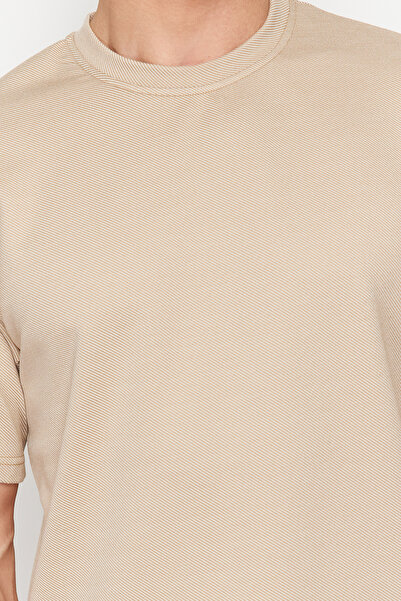 Trendyol Collection Tričko pravidelného střihu v barvě kamene - TMNSS24TS00258