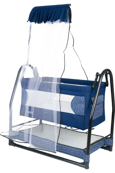 Convers Sallanır Bebek Beşiği Cibinlik Tüllü Tenteli Bebek Beşik Sabitlenebilir Mavi