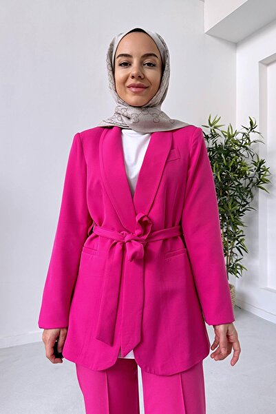 Ka Hijab Padded Blazer Jacket Trousers Set - Fuchsia
