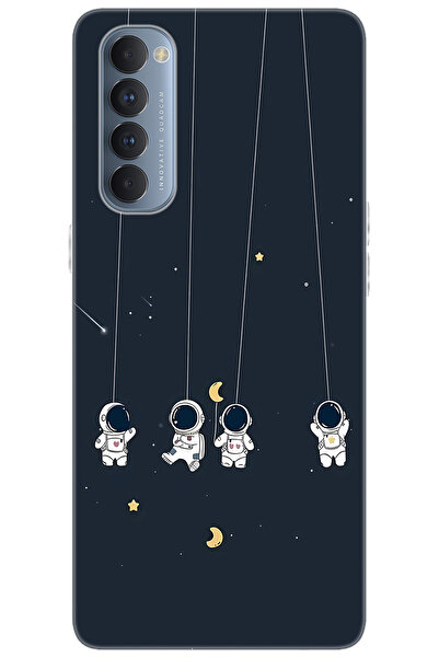 OPPO Reno 4 Pro (CPH2109) Uyumlu Kılıf Desen Baskılı Silikon Astronot STK:663...
