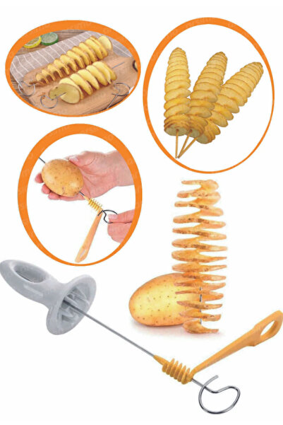 Kenpool Patates Kulesi Spiral Dilimleyici Patates Kesici Kızartılmış Patates 4 Şiş Hediyeli