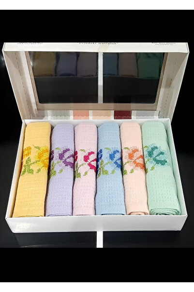 Hızlı Çeyiz Torşun Nakışlı 6 'lı Kutulu Mutfak Kurulama havlusu 30x50cm