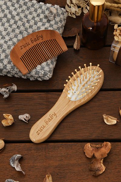 Zuu Baby 2-Piece Baby Comb Set - Bamboo and Wooden Comb T2
