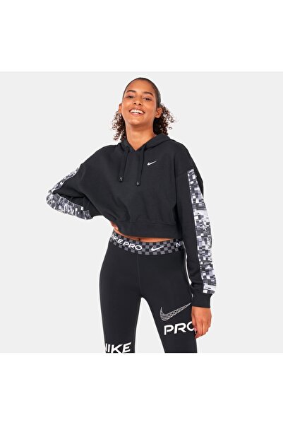 Nike Dri-Fit Get-Fit French Terry AOP Training Hoodie Siyah Kadın Sweatshirt ...