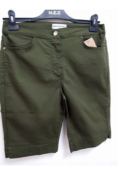 AKŞEN GİYİM LARGE SIZE WOMEN'S BOL LYCRAL HIGH WAIST COTTON LINEN 55 CM SIZE KNEE TOP 4 POCKET SHORTS
