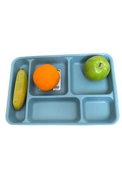 HOLLYHOME Table D'hôte Luxury Plastic Picnic Food Serving Plate with 5 Compartments 1 Piece Blue Table 21x31x3,3(h) cm