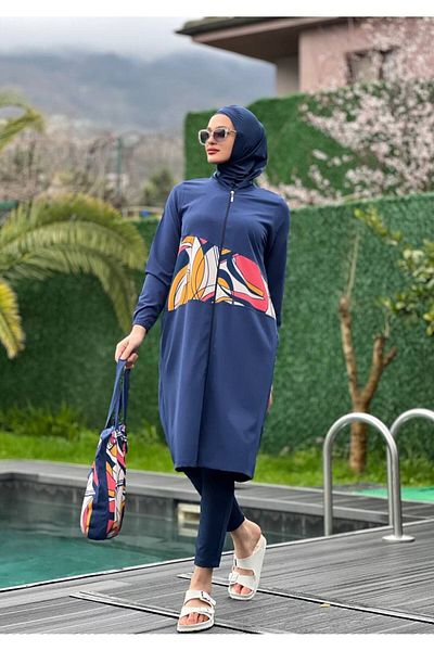 Cardella Camelya 5-Piece Hijab Swimsuit Set Navy Blue