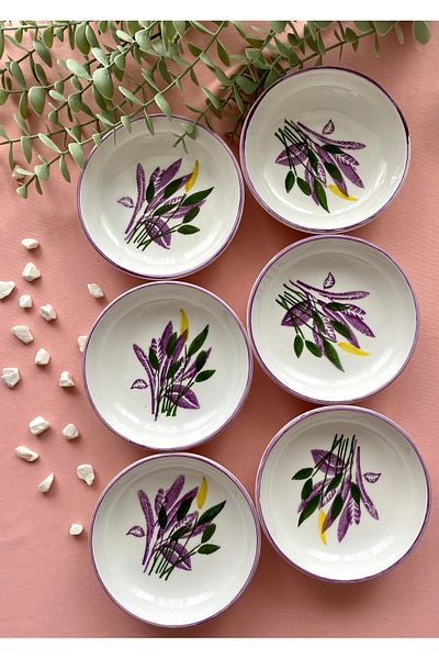 Areyma Başak Lilac Model 6-Piece Round Small Breakfast Plate