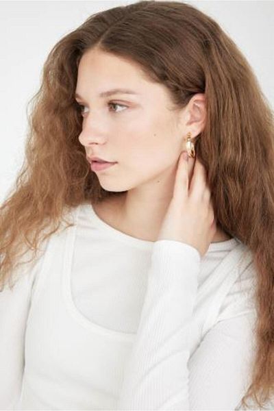 DeFacto Woman's 3-Piece Ring Gold Earrings C6473axns