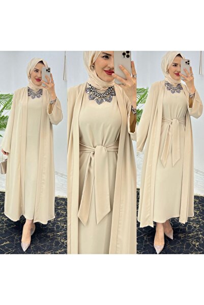 Moda TüTü Premium Dubai Kumaş İç Jİle ve Abaya Kadın İkili Takım