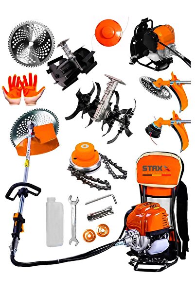 STAXX POWER Turbo13HP Çim Çayır Biçme Sırt Tırpan + Arazi Full Takım Set Topr...