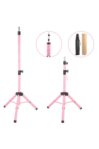 KONAK PERUK Metal Tripod For Hairdresser Training Mannequin - Pink Carrying Bag