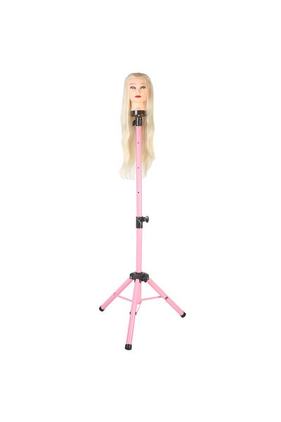 KONAK PERUK Metal Tripod For Hairdresser Training Mannequin - Pink Carrying Bag