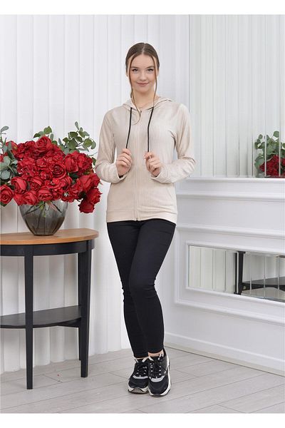 Nuseel Hooded Corduroy Cardigan Off White Color