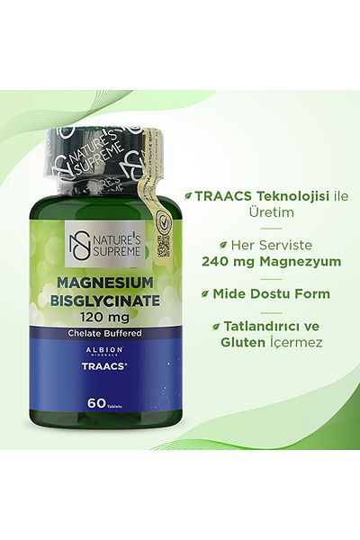 Nature's Supreme 120 ملغ مغنيسيوم بيسجليسينات - 60 قرص