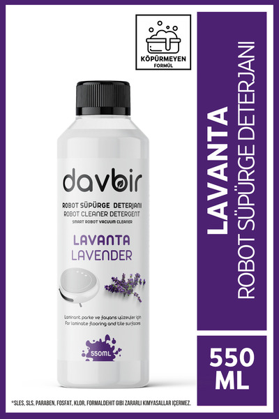 Davbir Lavanta Kokulu Akıllı Robot Süpürge Deterjanı, Sprey Mop Deterjanı, Yüzey Temizleyici 550ml