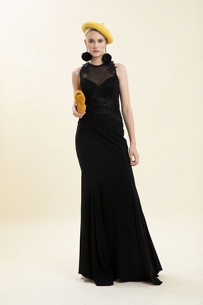 VERDA Tulle and Lace Detailed Bead Embroidered Evening Dress
