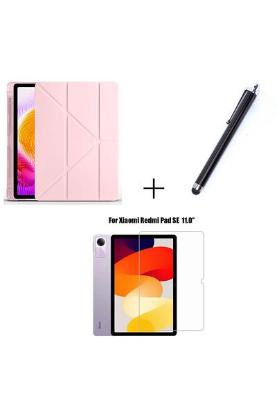 TEKNETSTORE Xiaomi Redmi Pad SE Compatible Case with Pen Compartment and Stand + Screen Protector + Pen Set of 3