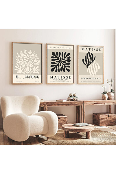 huhuli Ahşap Çerçeveli  3’lü Modern Tablo huhu257