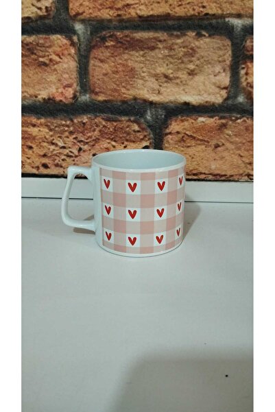 IŞILAY REKLAM كوب قهوة بنمط مربع على شكل قلب من السيراميك مع صندوق نووبس خاص