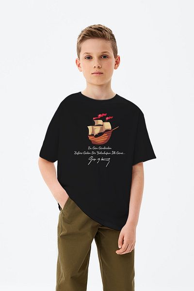 MYADA Veteran M. Kemal Autographed Bandırma Steamer Themed Printed 19 May Custom Boys' T-Shirt