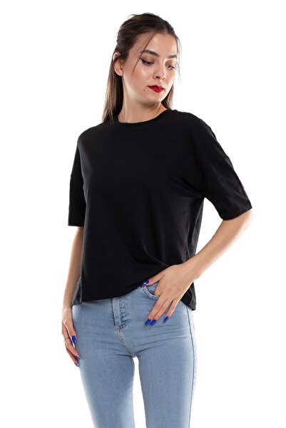 Dilvin 3683 Bisiklet Yaka Basic Pamuk Kadın Tshirt