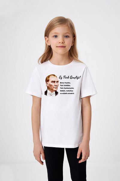 MYADA Ey Turkish Youth! Scris Ataturk Printed 19 May Tricou imprimat special pentru fete