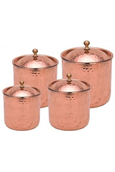 TURNA BAKIR طقم وعاء توابل من النحاس والزعفران مكون من 4 قطع مطروق يدويًا بال...