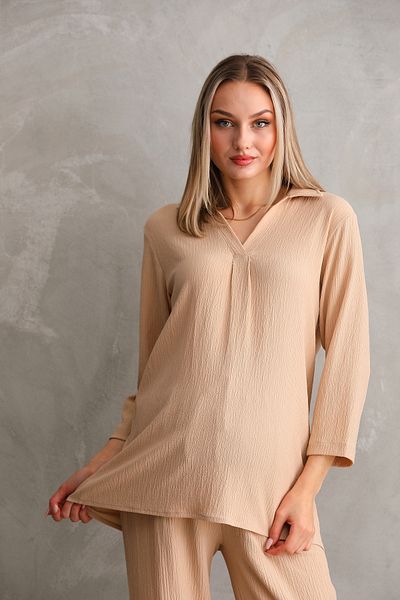 Miss Dünya Lissa Pregnant and Maternity Long Sleeve V-Neck Top and Bottom Set