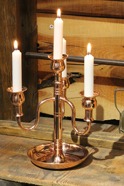 TURNA BAKIR Vintage Kırmızı 4lü Şamdan Turna2612-1