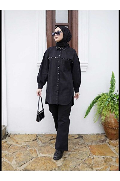 Mintaş taşlı keten gömlek