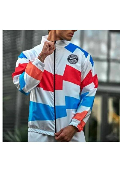 Genel Markalar Unisex Beyaz Mnh. Baskılı Su Geçirmez Yağmurluk & Rüzgarlık