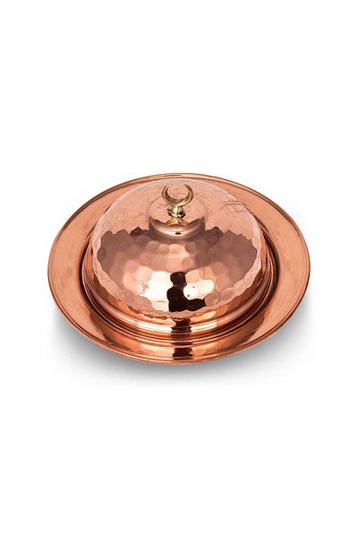 TURNA BAKIR Crane Copper Saka Round Turkish Delight Bowl 9 Cm Hand Forged Red Crane5852-1