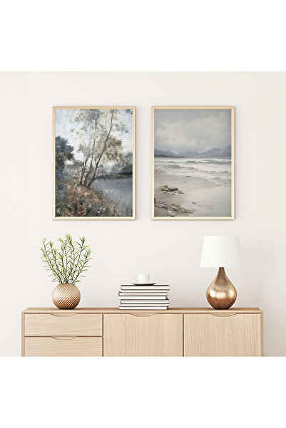huhuli Ahşap Çerçeveli  2’li Modern Tablo huhu273