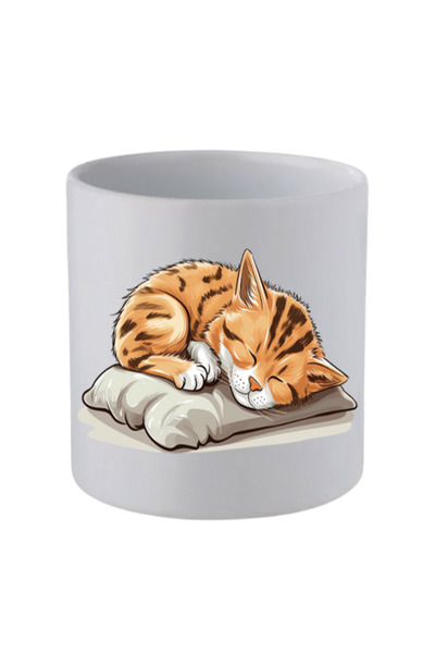 lili hediyelik Sleeping Cat Printed Handleless Mug Cup - Gift Coffee Cup, Wat...